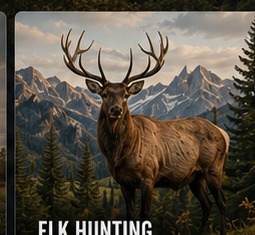 Bull elk in mountain country